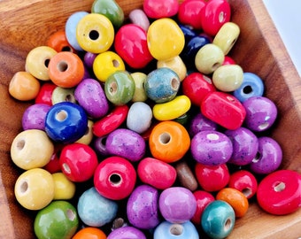 50 Assorted  Rainbow Glazed Ceramic Beads