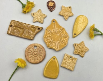 10 Unique Yellow Ceramic Pendants Bundle