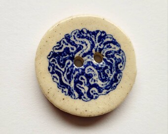 Set of Six Brain Coral Ceramic Buttons