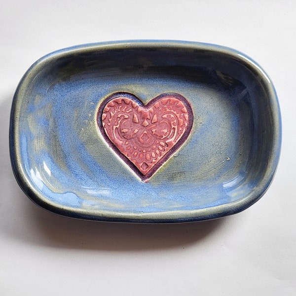 Blue and Pink Heart  Soap Dish