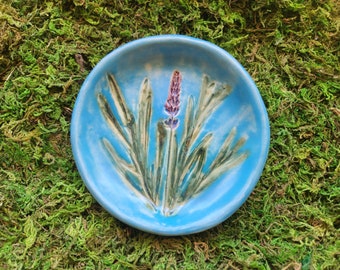Lavender  Herb Sky Blue 5" Side Plate Ceramic  Dinnerware