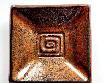 Copper Labyrinth Square 4" Dish
