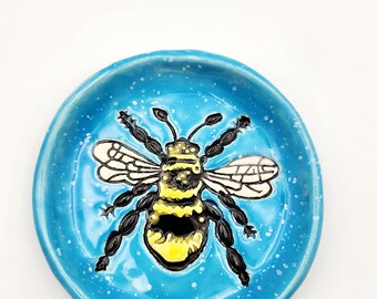 Speckled Sky Blue 5" Bee Plate