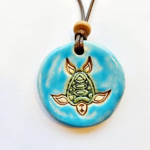 Ceramic Sea Turtle  Pendant Necklace