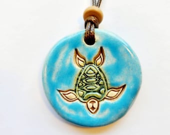 Ceramic Sea Turtle  Pendant Necklace