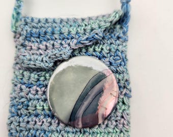 Crochet Keepsake Hummingbird Pouch Necklace