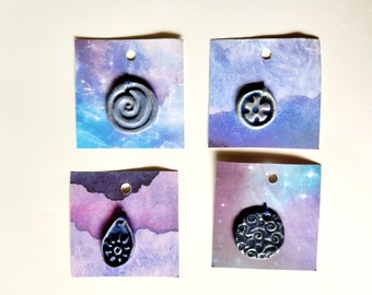 Four Piece Set of  Discontinued One of a Kind Ceramic Necklace Pendants