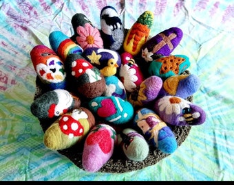 Needle Felted Wool Easter Eggs: Set of Six