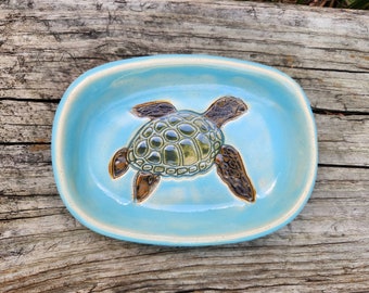 Bright Bahama Blue Sea turtle Soap Dish