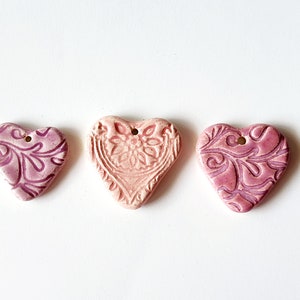 Three Piece Set of Ceramic Heart Pendants image 2