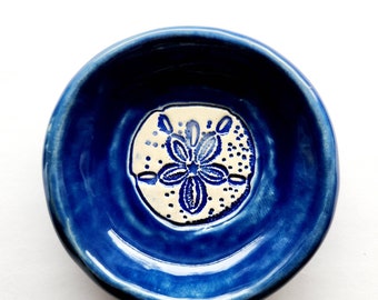 Sand Dollar Cobalt Blue Small Round Dish