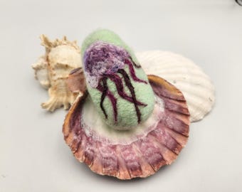 Jellyfish Needle Felted Wool Easter Egg From Nautical Collection
