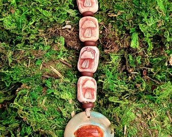 Mushroom Pendant and Bead Set