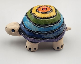 Ceramic Rainbow Striped Turtle