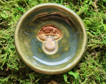 Mushroom Small Side dish Small Shallow Bowl Ring Dish  Ceramic  Dinnerware