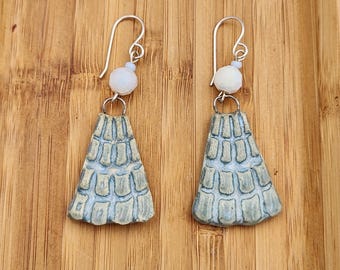 Winter Blue Ceramic Dangle Earrings