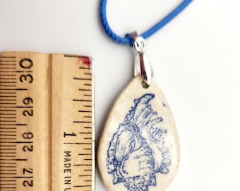 Cobalt Blue Conch Shell Pendant Necklace