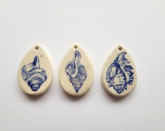 Three Nautical Ceramic Pendants Sampler Set