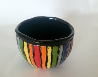 Rainbow Striped Bowl