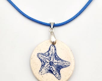 Cobalt Blue Starfish  Pendant Necklace