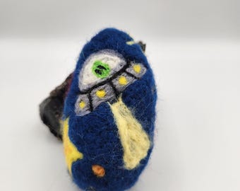 Alien Spaceship Needle Felted Wool Easter Egg From OuterspaceCollection