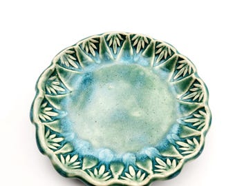 Blue Green  Ceramic Sidedish Plate