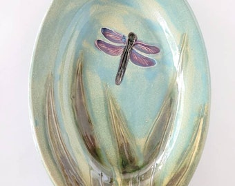 Oval Dragonfly Ceramic Dinner Plate