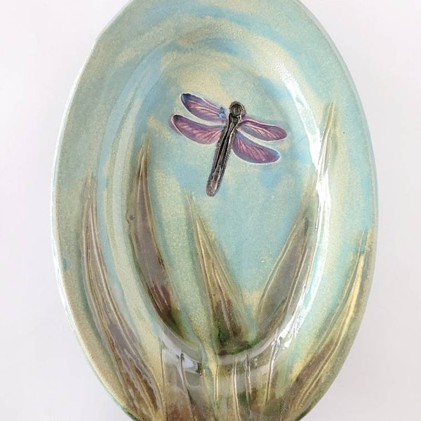 Oval Dragonfly Ceramic Dinner Plate