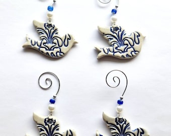 Set of Four Dove Christmas Ornaments