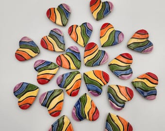 Rainbow Stripe Ceramic Heart Magnet