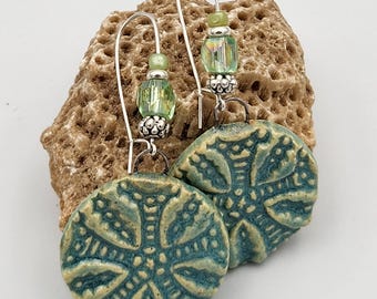Sea Urchin Ceramic Dangle Earrings