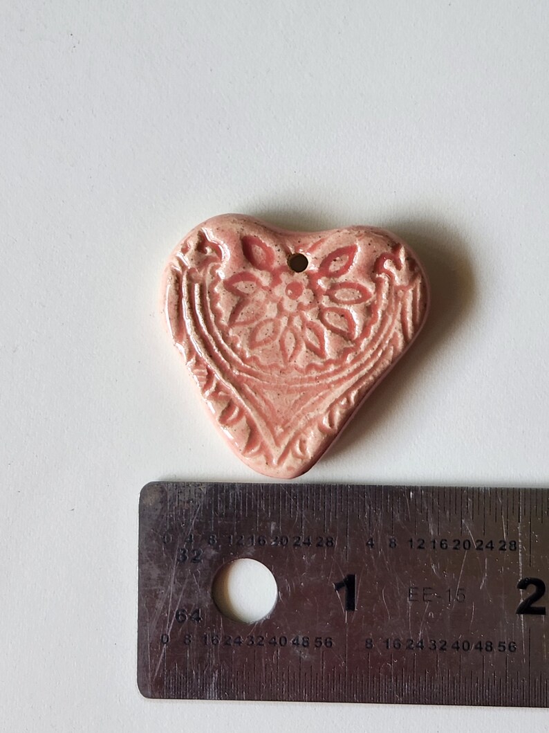 Three Piece Set of Ceramic Heart Pendants image 5