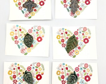 Valentines Ceramic Leaf Pendant Six Piece Sampler Set