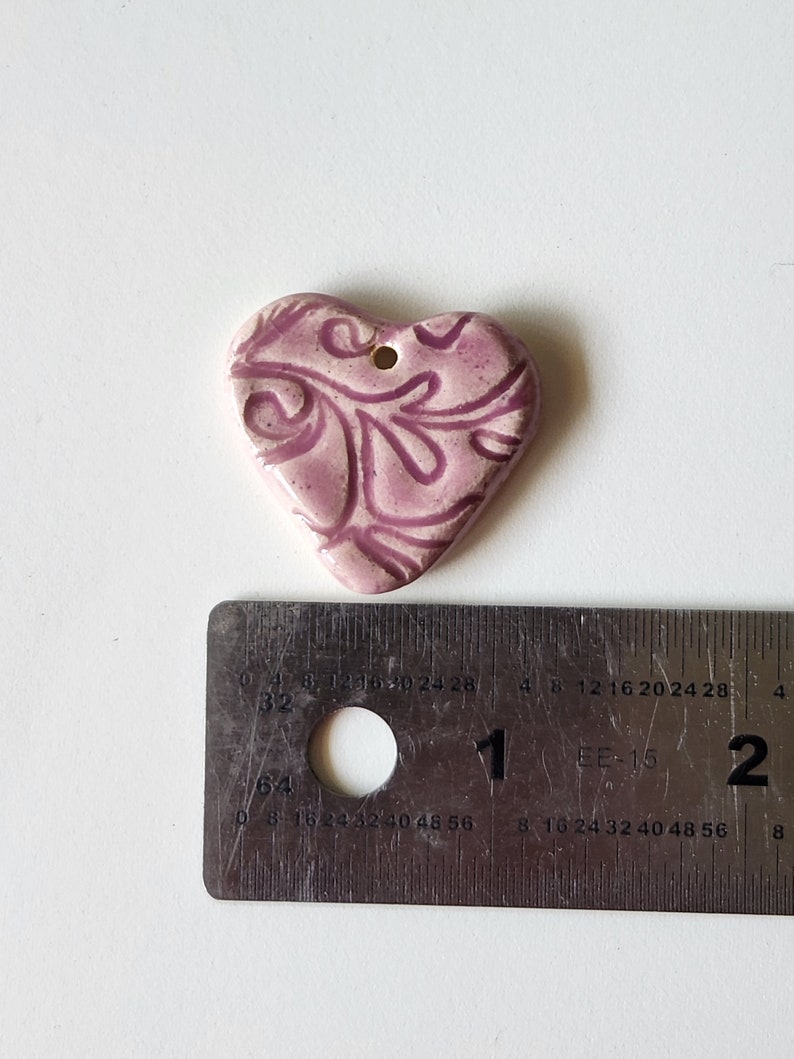 Three Piece Set of Ceramic Heart Pendants image 6