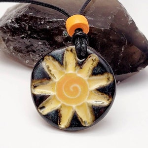 Celestial Ceramic Handmade Clay Sun Pendant Necklace