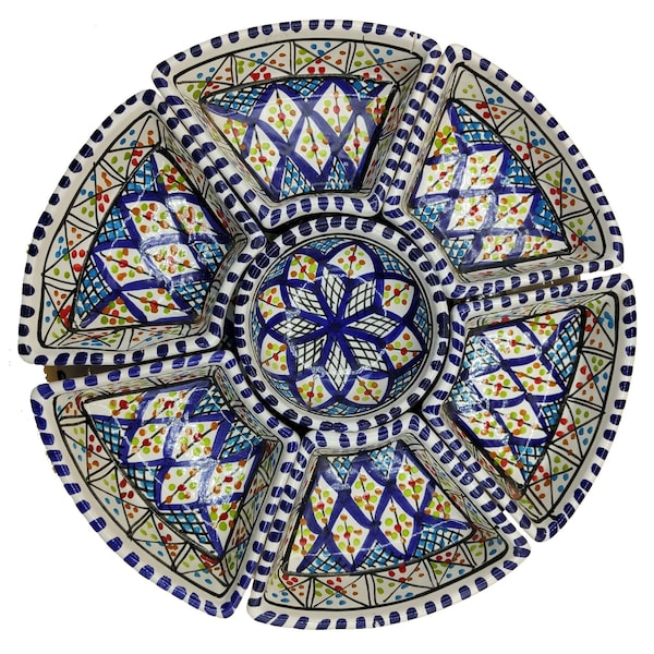 Antipastiera Decorata Ceramica Terracotta Tunisina Marocchina Piatto Aperitivo Handmade Decor