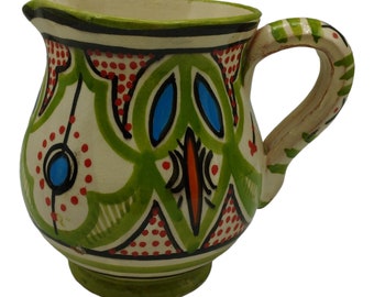 Brocca Caraffa Ceramica Terracotta Etnica Marocco Marocchina L. 0,5 Dipinta a Mano Handmade Decor Stile Marocchino Orientale