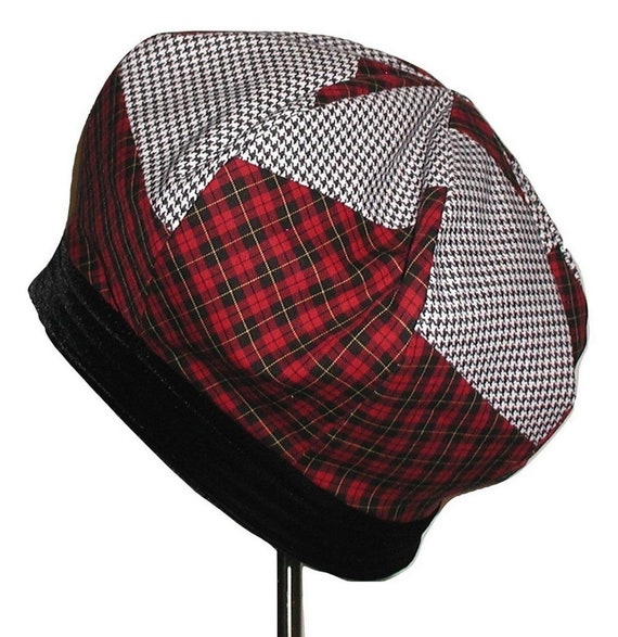 red black plaid hat