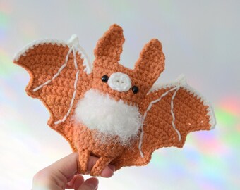 Amigurumi Bat - Crochet Soft Toy - Ginger and White - Cute Home Decor