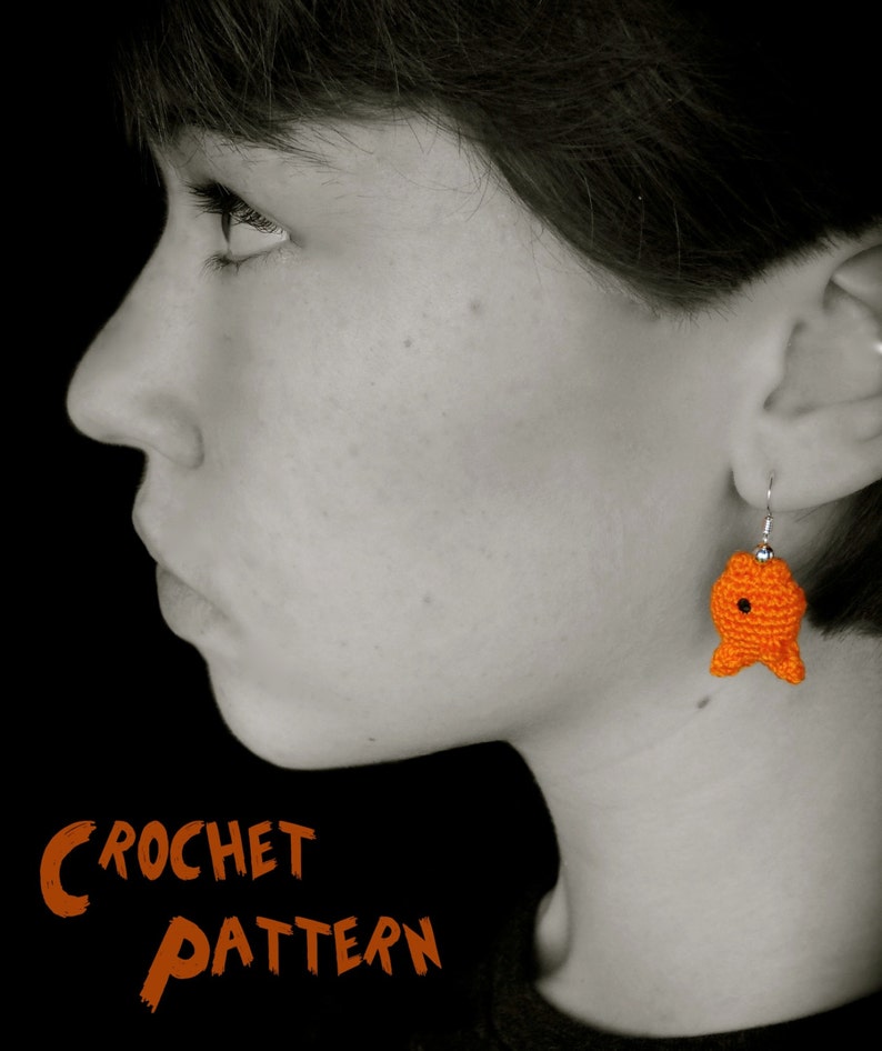 PDF CROCHET PATTERN Goldfish Earrings image 0