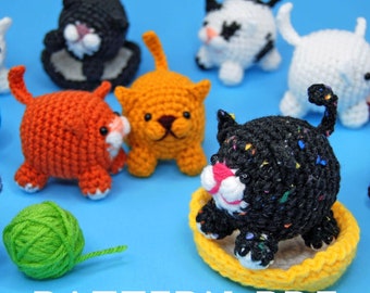 PDF CROCHET PATTERN - Little Cats Amigurumi - Mini Kitty - Stuffed Toy Animal Pet Set