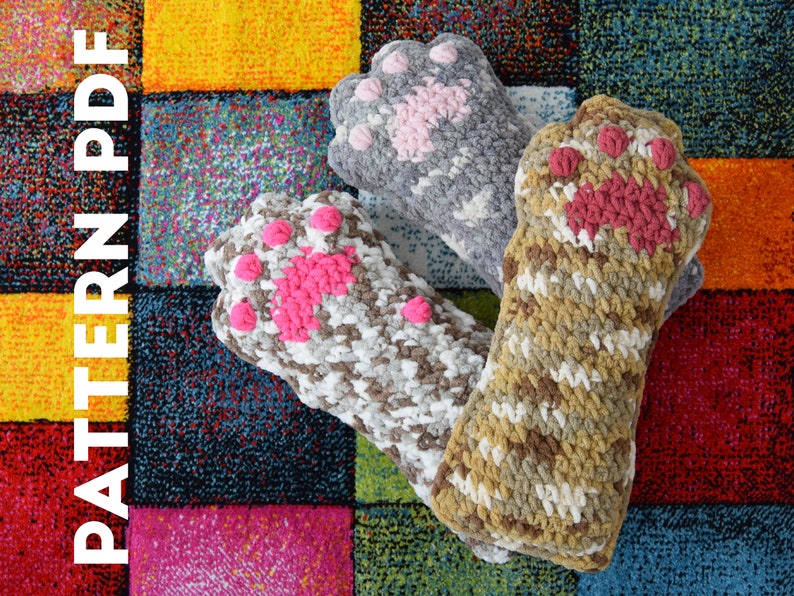 PDF CROCHET PATTERN Toe Beans Pillow Cat Paw Home Decor image 1