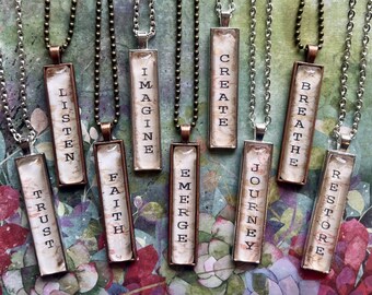 SOUL WORD PENDaNTS art therapy necklace inspirational breathe emerge listen create recovery survivor healing journey