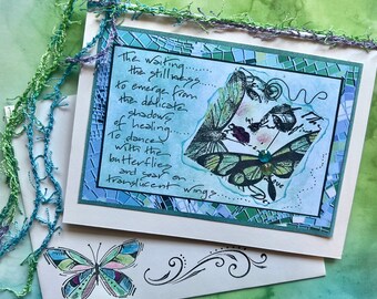 SHADOWS oF HEALING GREETING CaRD altered art butterfly wings journal collage print