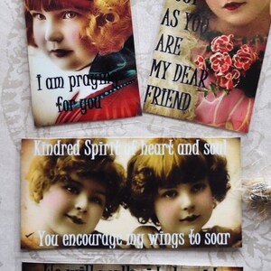 HEALING HOPE TAG Set A four vintage collage girls inspirational gift bookmark image 2