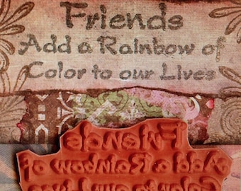 Friends Add Rainbow of Color.....UNMOUNTED RUBBER STAMP altered collage art scrapbook mixed media