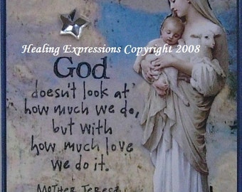 GODS LOVE altered art card therapy recovery collage christian lamb child ATC PrINTAcEO