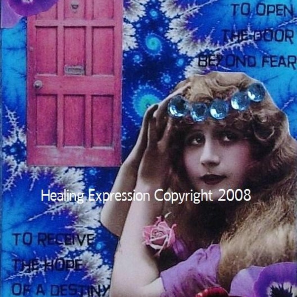 DOOR BEYOND FEAR altered art collage therapy recovery AtC PRiNT