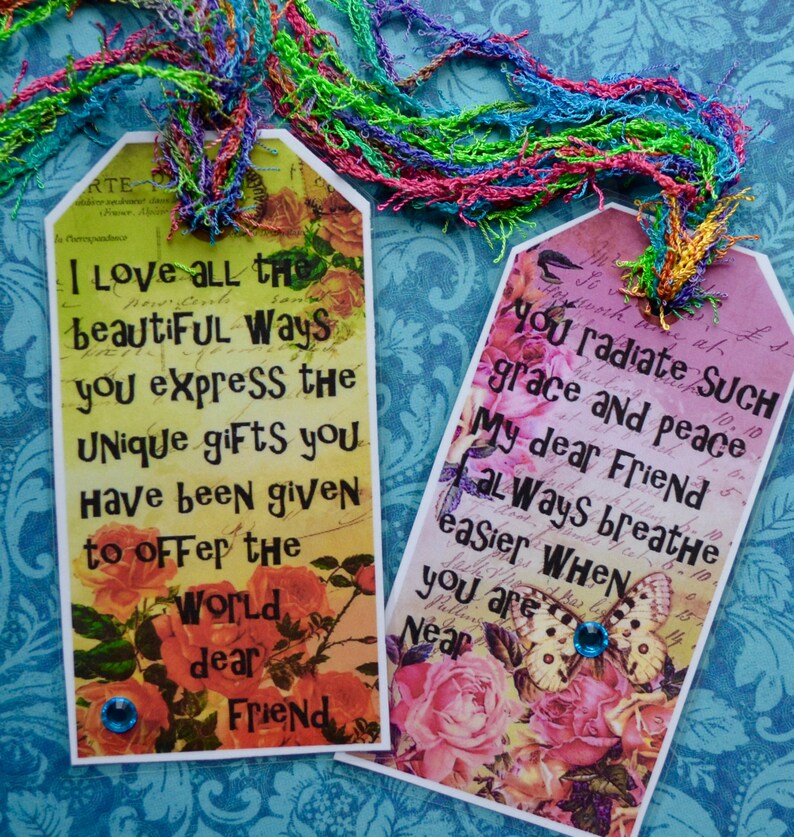 JOURNEY SUPPORT BOOKMARKS art therapy journal butterfly bird floral collage celebrate recovery survivor inspirational hope image 3