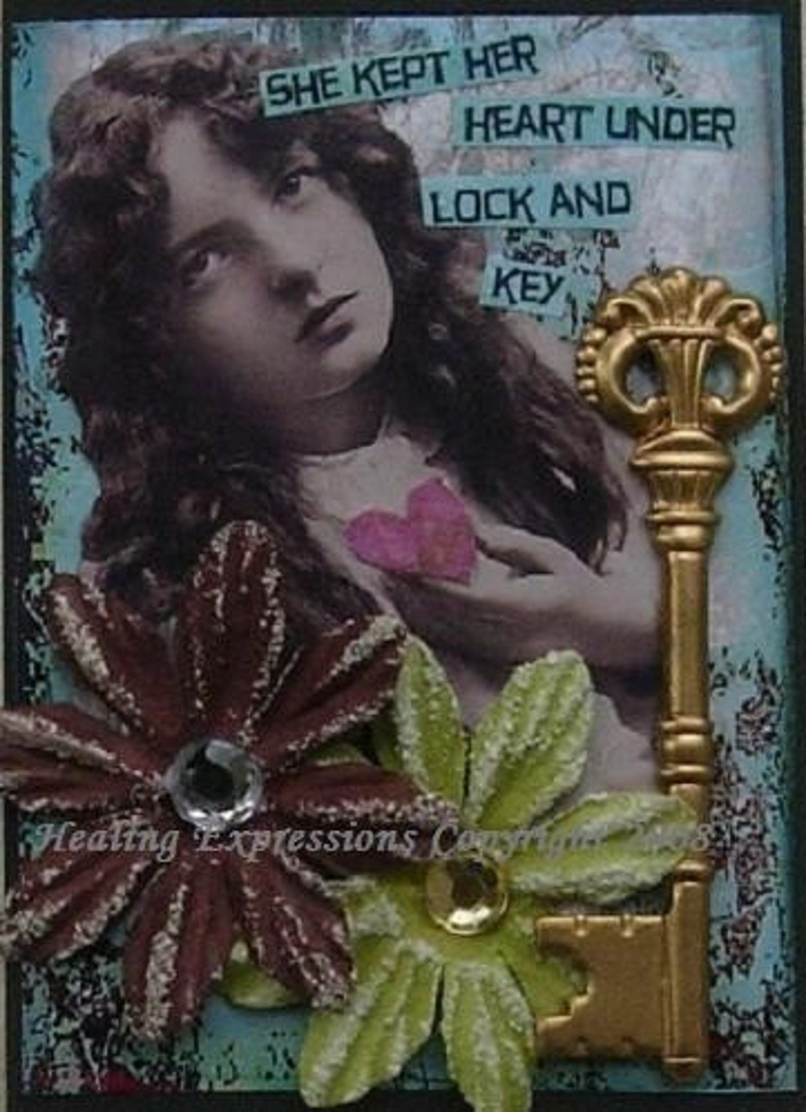 LOCK AND KEY Altered Art Collage Therapy Abuse Recovery Ptsd Trauma Atc